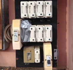 Ceramic fuses in old electrical switchboard